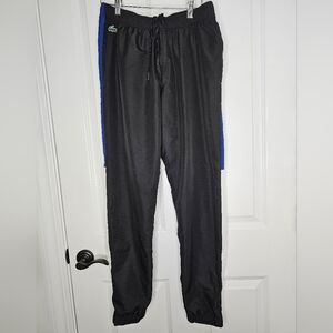 Lacoste Black Joggers with Blue Side Stripe
